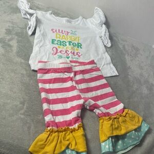 Easter Themed Toddler Outfit with Striped Pants